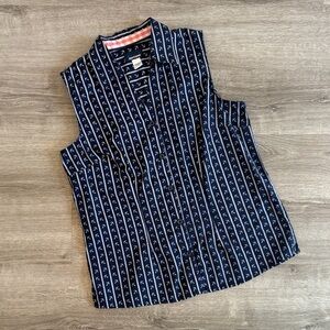 Basic Editions anchor print sleeveless button down top
